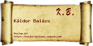 Káldor Balázs névjegykártya
