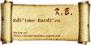 Káldor Balázs névjegykártya