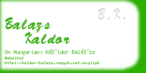 balazs kaldor business card